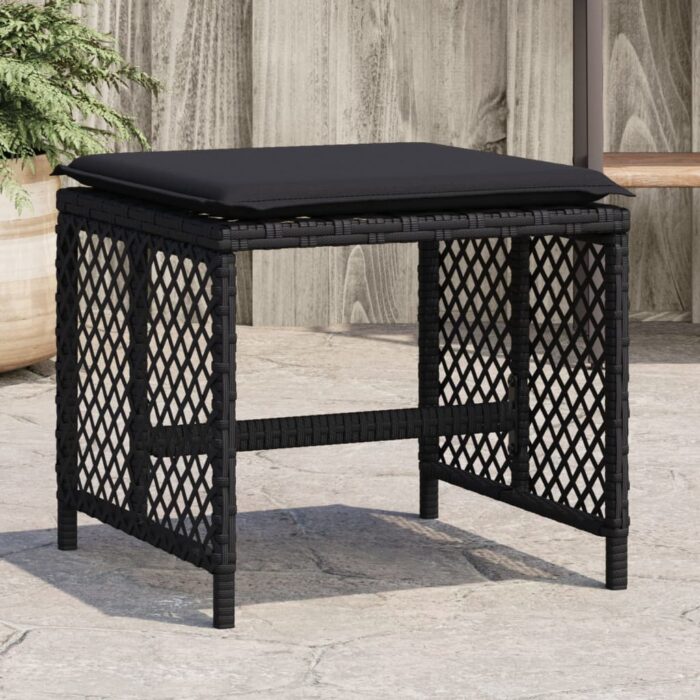 VXL8721012236233_m_en_hd_1.jpg Tabourets de jardin et coussins lot de 4 noir 41x41x36 cm rotin – Image 1