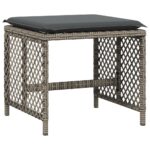 Tabourets de jardin et coussins lot de 4 gris 41x41x36 cm rotin – Image 2