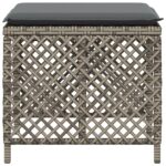Tabourets de jardin et coussins lot de 4 gris 41x41x36 cm rotin – Image 4