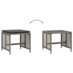 Tabourets de jardin et coussins lot de 4 gris 41x41x36 cm rotin – Image 5