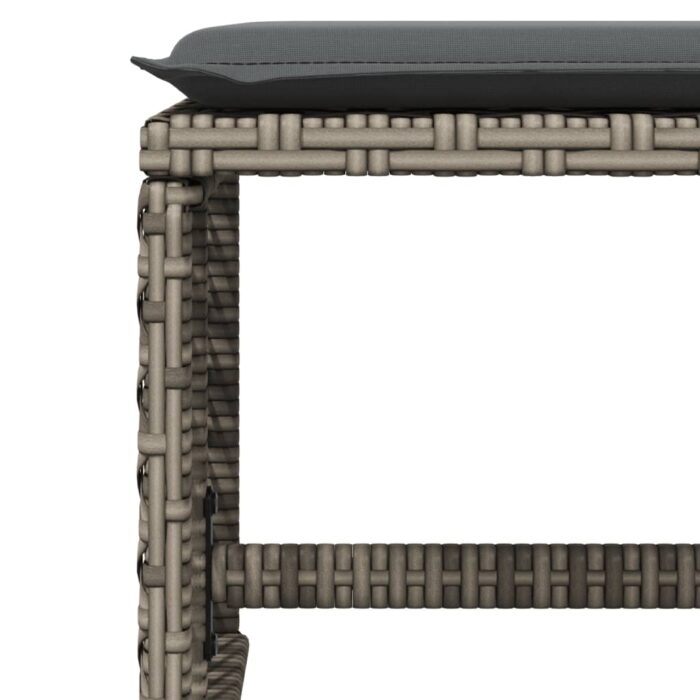 Tabourets de jardin et coussins lot de 4 gris 41x41x36 cm rotin – Image 6