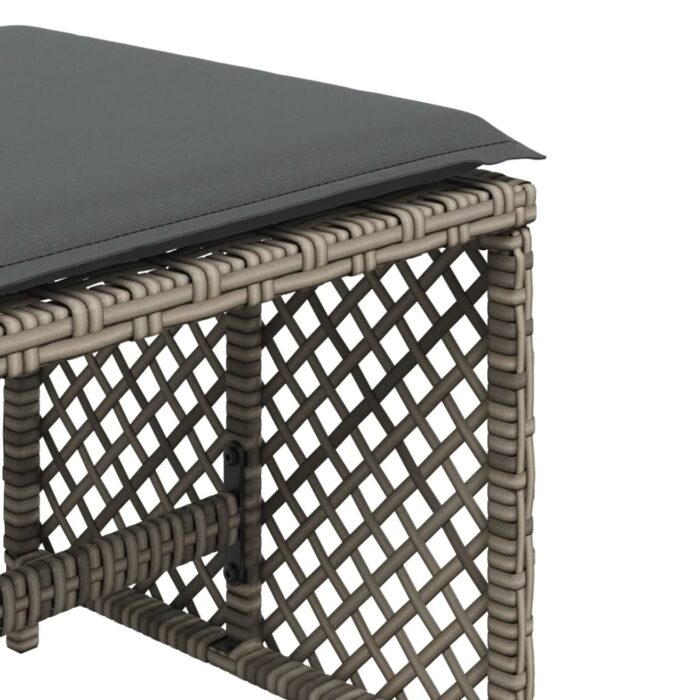 Tabourets de jardin et coussins lot de 4 gris 41x41x36 cm rotin – Image 7