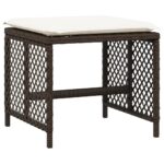 Tabourets de jardin et coussins lot de 4 marron résine tressée – Image 2