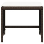 Tabourets de jardin et coussins lot de 4 marron résine tressée – Image 3