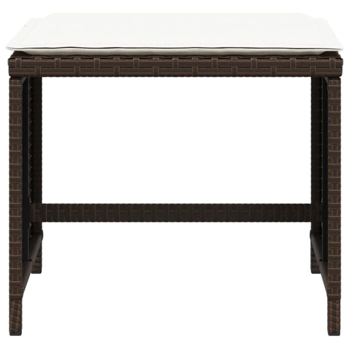 Tabourets de jardin et coussins lot de 4 marron résine tressée – Image 3