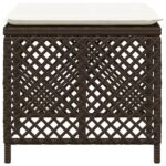 Tabourets de jardin et coussins lot de 4 marron résine tressée – Image 4