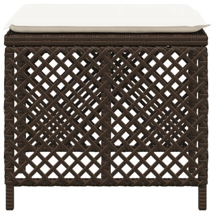 Tabourets de jardin et coussins lot de 4 marron résine tressée – Image 4
