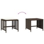 Tabourets de jardin et coussins lot de 4 marron résine tressée – Image 5