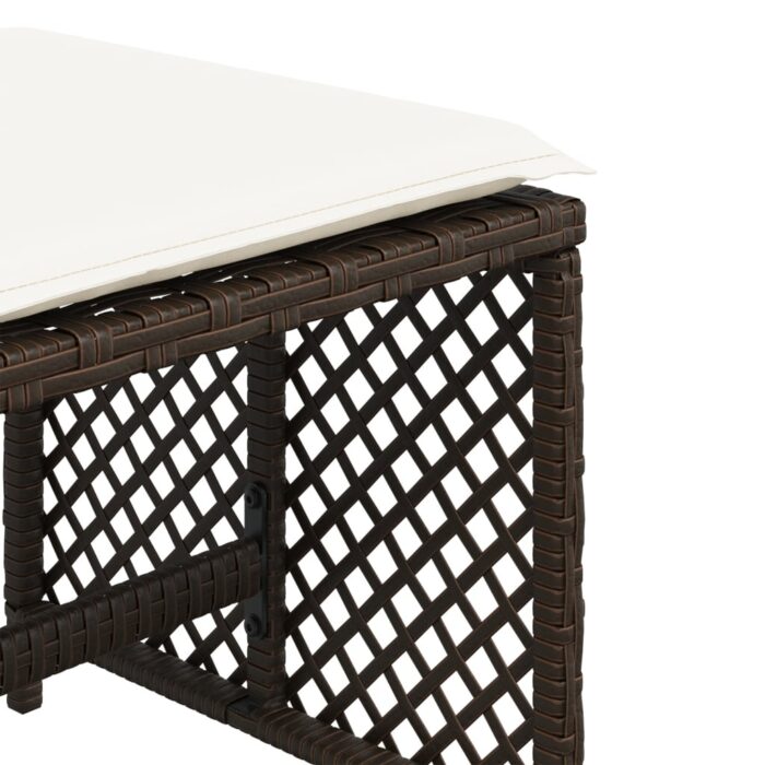 Tabourets de jardin et coussins lot de 4 marron résine tressée – Image 7