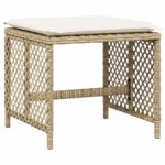 Tabourets de jardin et coussins lot de 4 beige 41x41x36cm rotin – Image 2