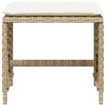 Tabourets de jardin et coussins lot de 4 beige 41x41x36cm rotin – Image 3