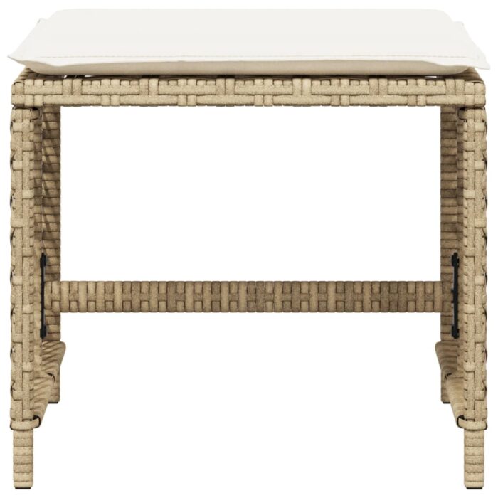 Tabourets de jardin et coussins lot de 4 beige 41x41x36cm rotin – Image 3