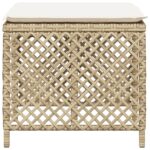 Tabourets de jardin et coussins lot de 4 beige 41x41x36cm rotin – Image 4