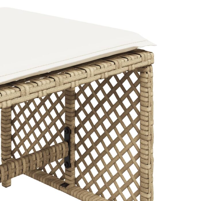 Tabourets de jardin et coussins lot de 4 beige 41x41x36cm rotin – Image 7