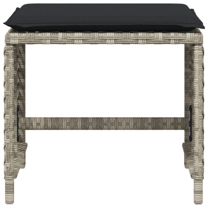 Tabourets de jardin et coussins lot de 4 gris clair 41x41x36 cm – Image 3