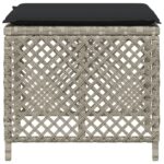 Tabourets de jardin et coussins lot de 4 gris clair 41x41x36 cm – Image 4