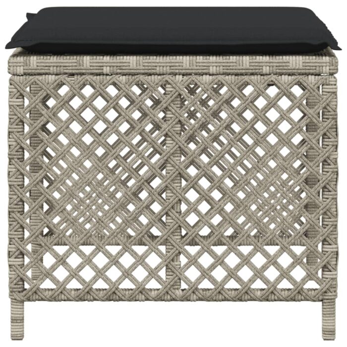 Tabourets de jardin et coussins lot de 4 gris clair 41x41x36 cm – Image 4