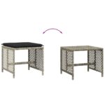 Tabourets de jardin et coussins lot de 4 gris clair 41x41x36 cm – Image 5