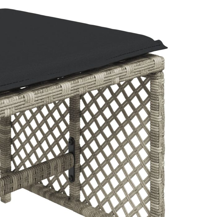 Tabourets de jardin et coussins lot de 4 gris clair 41x41x36 cm – Image 7