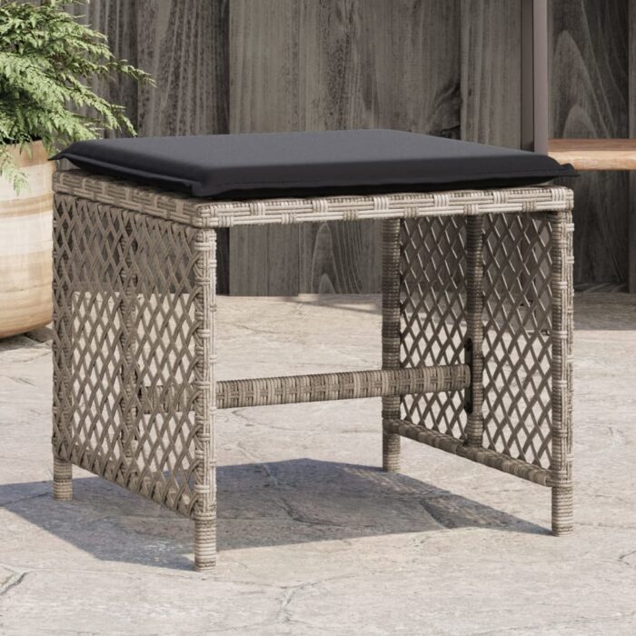 VXL8721012236271_m_en_hd_1.jpg Tabourets de jardin et coussins lot de 4 gris clair 41x41x36 cm – Image 1