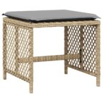 Tabourets jardin et coussins lot de 4 mélange beige 41x41x36 cm – Image 2