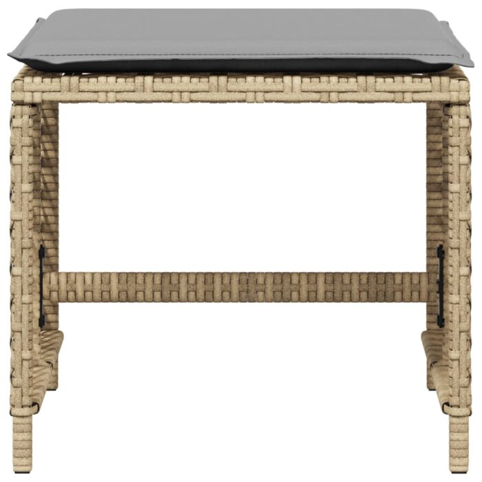 Tabourets jardin et coussins lot de 4 mélange beige 41x41x36 cm – Image 3