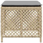 Tabourets jardin et coussins lot de 4 mélange beige 41x41x36 cm – Image 4