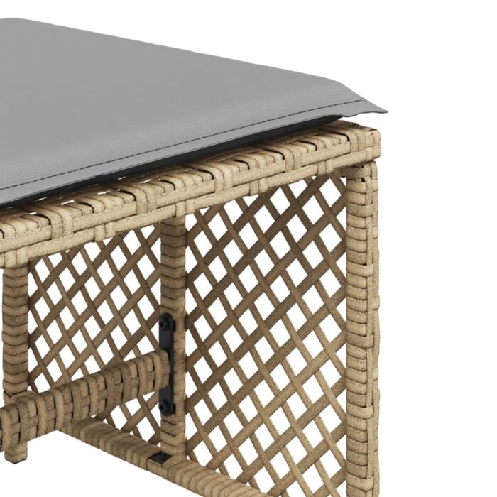 Tabourets jardin et coussins lot de 4 mélange beige 41x41x36 cm – Image 7
