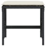 Tabourets de jardin et coussins lot de 4 noir 41x41x36 cm rotin – Image 3