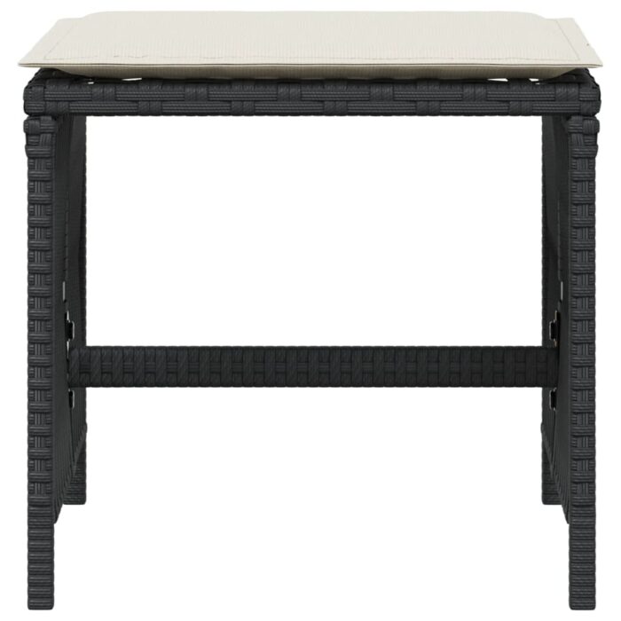 Tabourets de jardin et coussins lot de 4 noir 41x41x36 cm rotin – Image 3