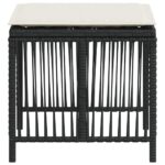 Tabourets de jardin et coussins lot de 4 noir 41x41x36 cm rotin – Image 4