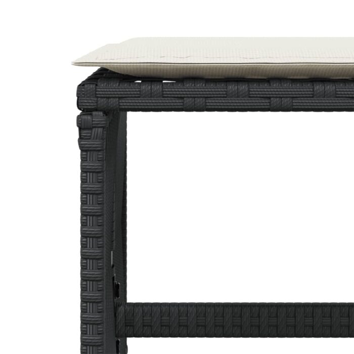 Tabourets de jardin et coussins lot de 4 noir 41x41x36 cm rotin – Image 6