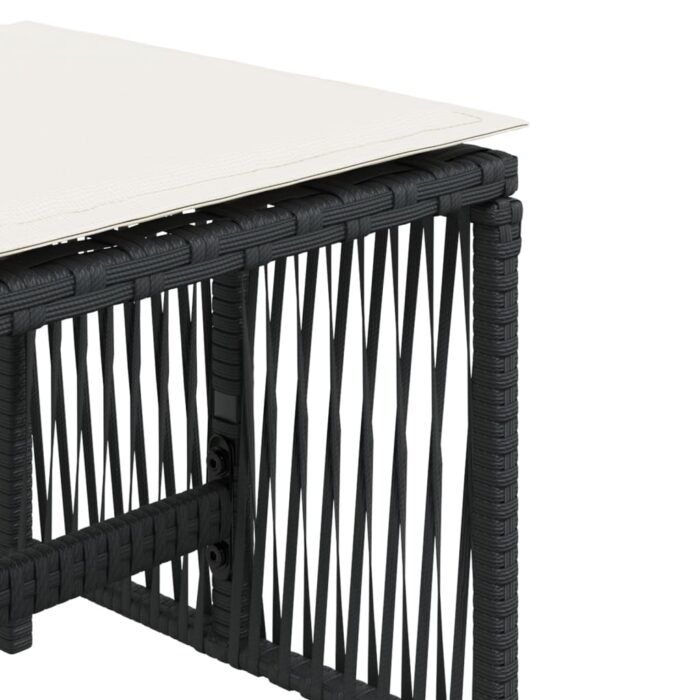 Tabourets de jardin et coussins lot de 4 noir 41x41x36 cm rotin – Image 7