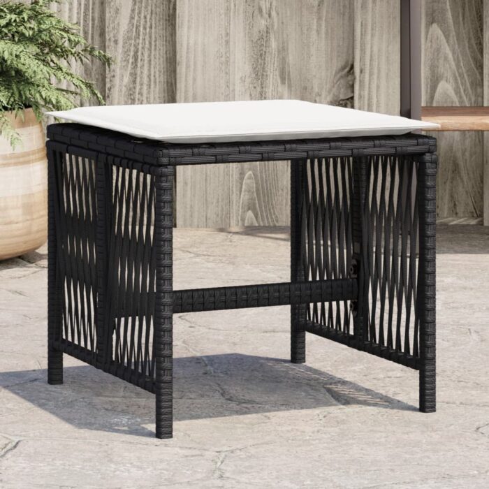 VXL8721012236295_m_en_hd_1.jpg Tabourets de jardin et coussins lot de 4 noir 41x41x36 cm rotin – Image 1