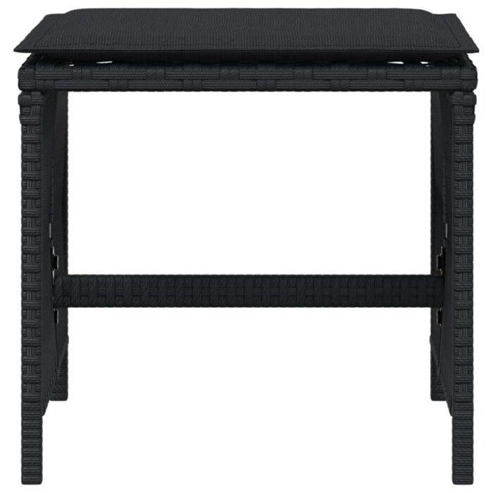 Tabourets de jardin et coussins lot de 4 noir 41x41x36 cm rotin – Image 3