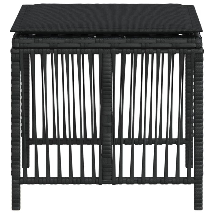 Tabourets de jardin et coussins lot de 4 noir 41x41x36 cm rotin – Image 4