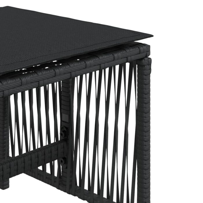 Tabourets de jardin et coussins lot de 4 noir 41x41x36 cm rotin – Image 7