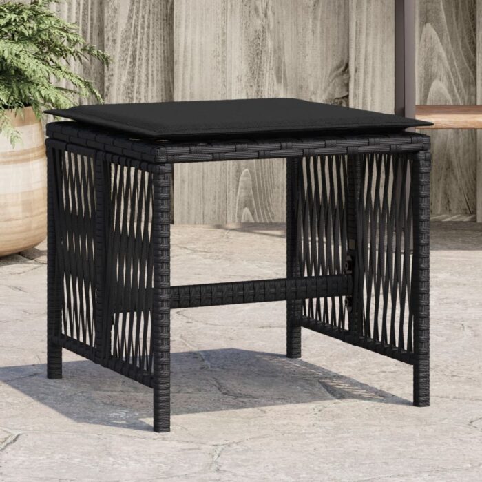 VXL8721012236301_m_en_hd_1.jpg Tabourets de jardin et coussins lot de 4 noir 41x41x36 cm rotin – Image 1