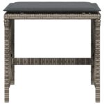 Tabourets de jardin et coussins lot de 4 gris 41x41x36 cm rotin – Image 3