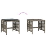 Tabourets de jardin et coussins lot de 4 gris 41x41x36 cm rotin – Image 5