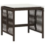 Tabourets de jardin et coussins lot de 4 marron résine tressée – Image 2