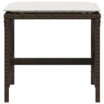 Tabourets de jardin et coussins lot de 4 marron résine tressée – Image 3