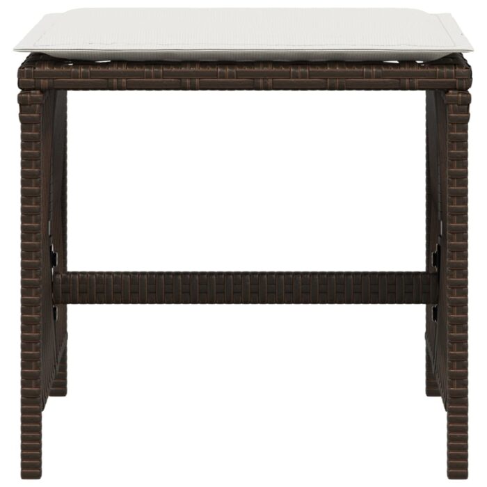 Tabourets de jardin et coussins lot de 4 marron résine tressée – Image 3
