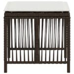 Tabourets de jardin et coussins lot de 4 marron résine tressée – Image 4