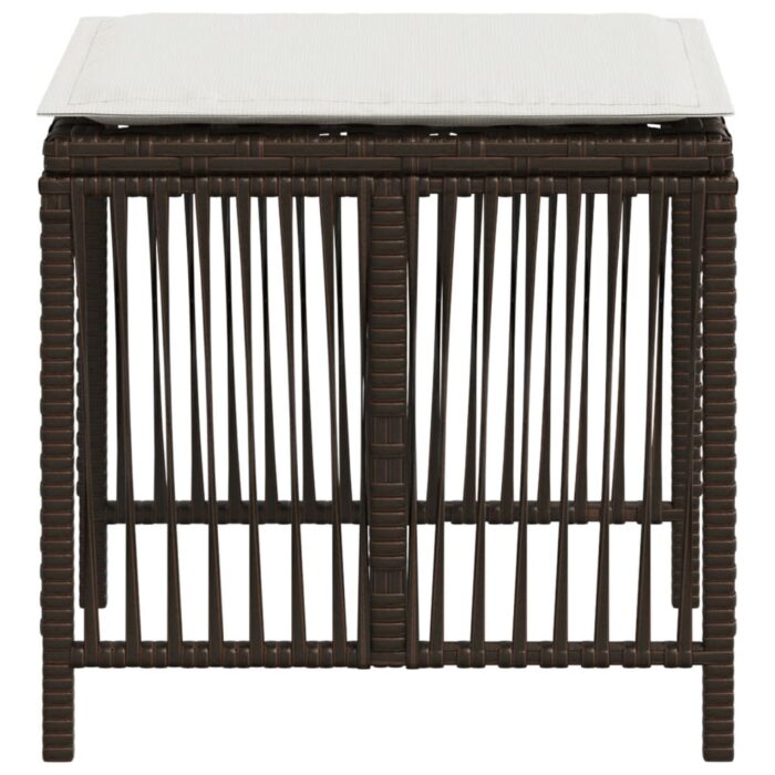 Tabourets de jardin et coussins lot de 4 marron résine tressée – Image 4
