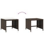 Tabourets de jardin et coussins lot de 4 marron résine tressée – Image 5