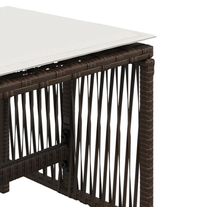 Tabourets de jardin et coussins lot de 4 marron résine tressée – Image 7