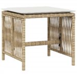 Tabourets de jardin et coussins lot de 4 beige 41x41x36cm rotin – Image 2