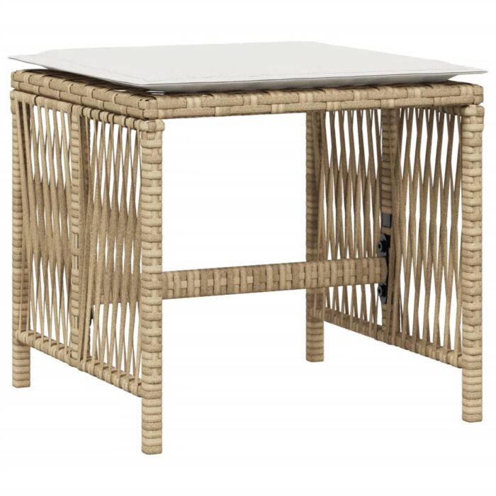 Tabourets de jardin et coussins lot de 4 beige 41x41x36cm rotin – Image 2