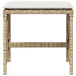 Tabourets de jardin et coussins lot de 4 beige 41x41x36cm rotin – Image 3